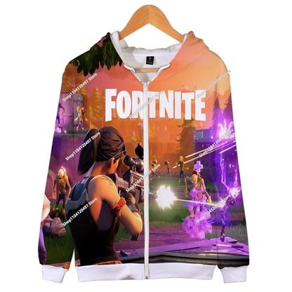 2024 New Game Zipper Hoodie Children's Sweatshirt Fortnite Pullover Sweatshirts Fashion Boys and Girls Clothing