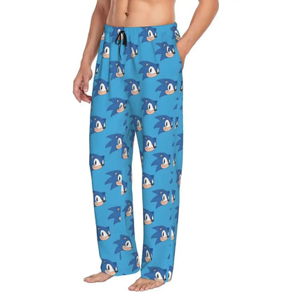 Custom Print Men's Soniced Pajama Pants Hedgehog Game Sleepwear Sleep Lounge Bottoms with Pockets