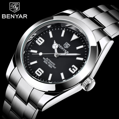 BENYAR 2025 Neue automatische mechanische Herrenuhr, Business-Sport-Luxus-Herrenuhr, 50M wasserdichte Uhr, Relogios Masculino