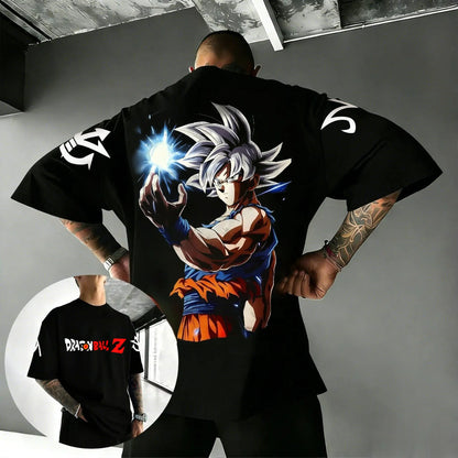 2026 New Hot Anime Dragon Ball Goku Printed Cotton Men's T-shirt Overside American and Women's Breathable Sports Round-neck