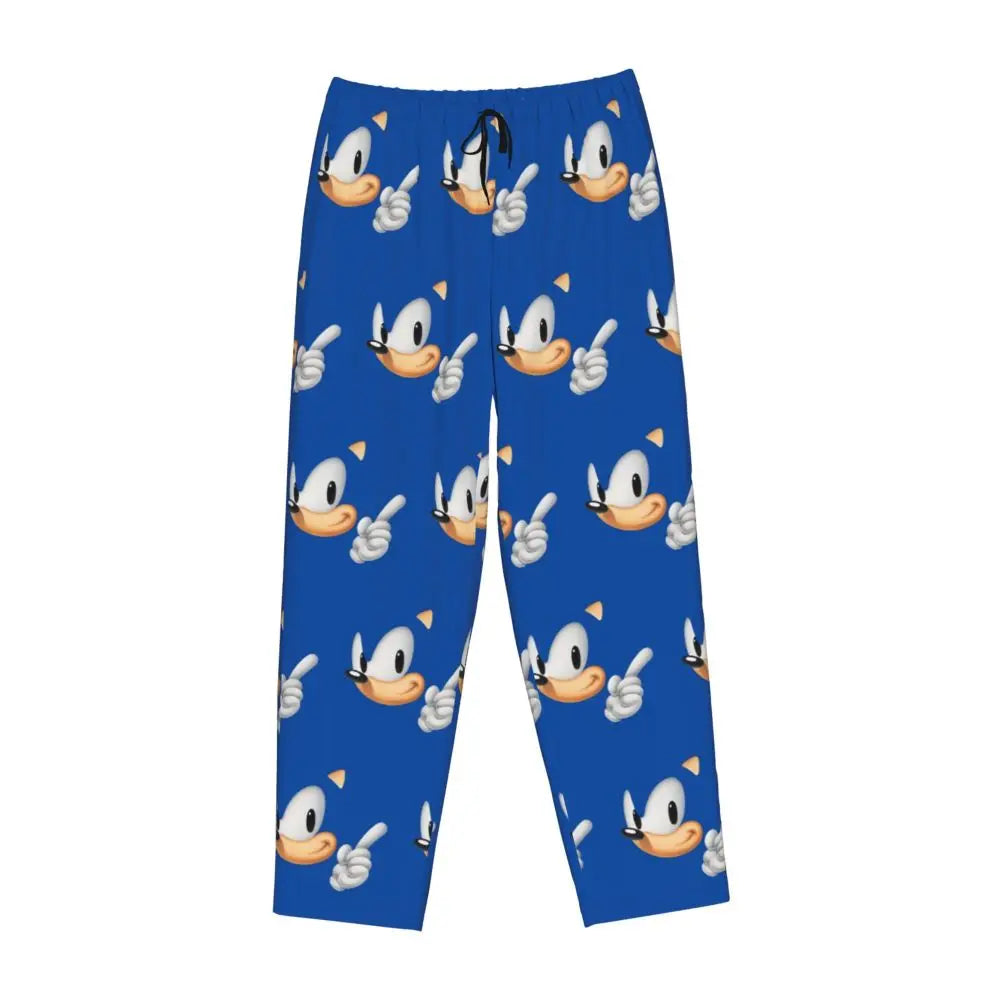 Custom Printed Womens Soniced Pajama Pants Hedgehog Game Sleepwear Sleep Lounge Bottoms with Pockets