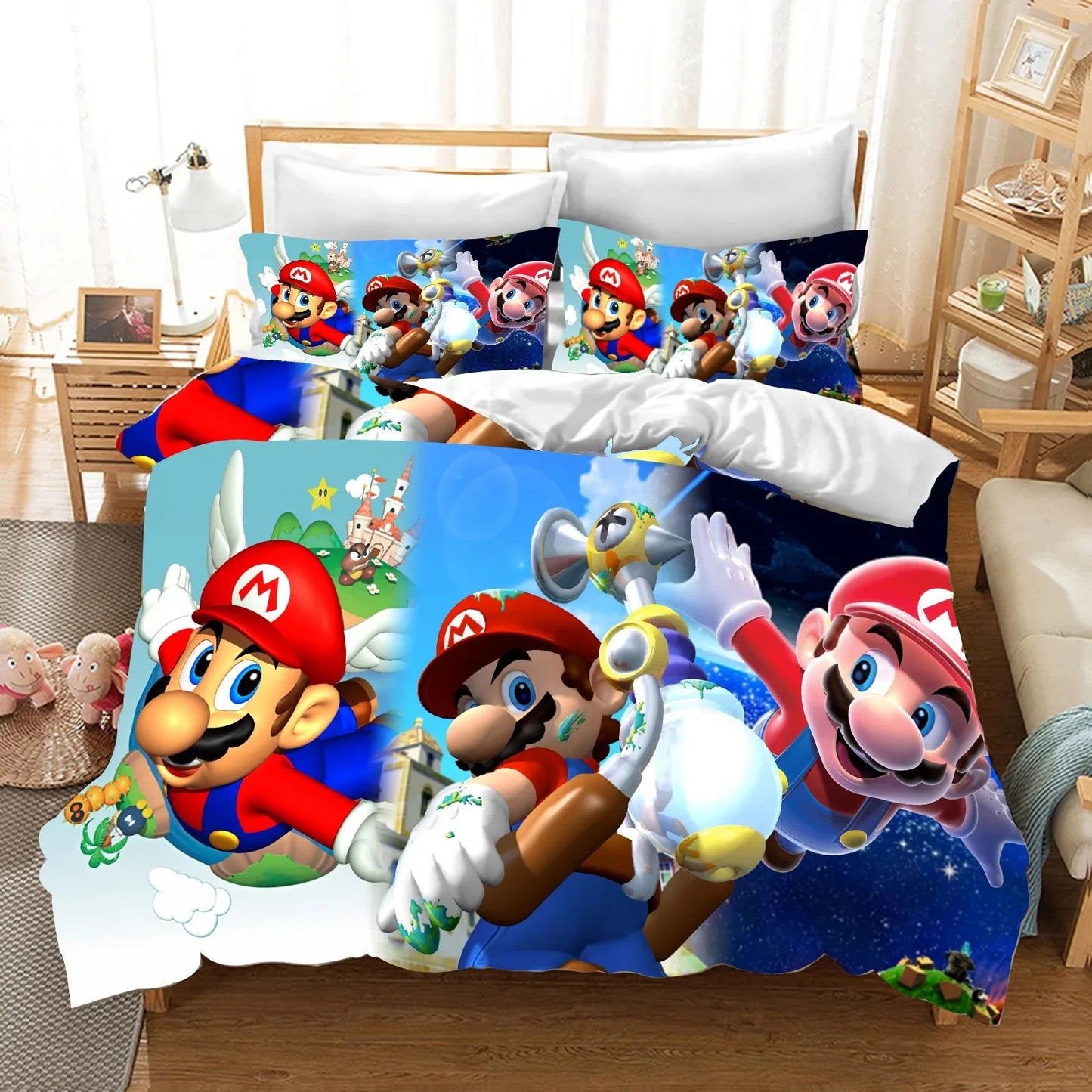 Hot Super Mario Cartoon Game Cute All Season Duvet Cover And Pillowcase Teen Large/Queen Cute Bedroom Decoration Boys Girls Gift
