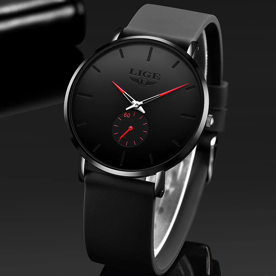 LIGE Herrenuhr – Sportlicher und trendiger Stil, Luxusmarke, wasserdicht, schlichtes und ultradünnes Design, Quarzuhr für Herren