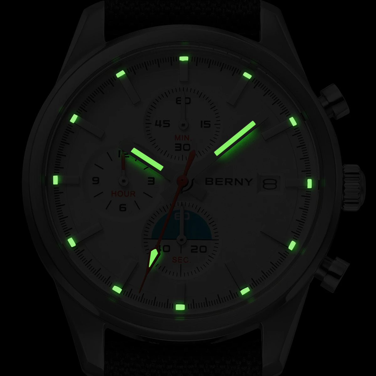 BERNY Top Quartz Chronograph Men's Watches Luminous Miyota 0S10 Sapphire AR Coated 5ATM Waterproof 2026 New Sports Men's Watches