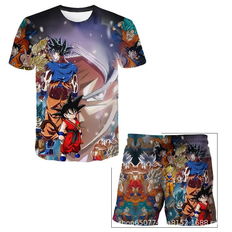 Dragon Ball T-shirt Children's Set Anime Character Wukong Super Sailor Set Boys' T-shirt Children's Summer Set