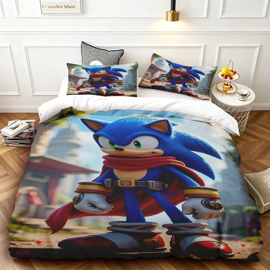 Cartoon Kids Sonics Duvet Cover Cool Bedding Set Comforter Cover with Pillowcase Queen King Bedroom Children Teens beautiful