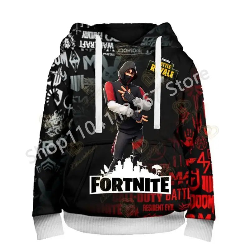 Llama Battle Royale F-Fortnited Kapuzenpullover mit 3D-Print für Herren, Damen und Kinder, Sweatshirt für Jungen, Mädchen und Kids, Streetwear-Pullover, grüne Oberteile