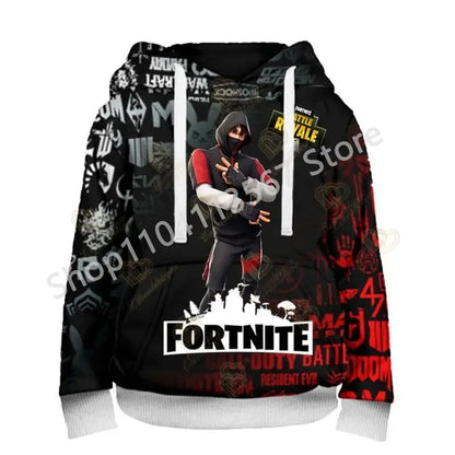 Llama Battle Royale F-Fortnited Kapuzenpullover mit 3D-Print für Herren, Damen und Kinder, Sweatshirt für Jungen, Mädchen und Kids, Streetwear-Pullover, grüne Oberteile