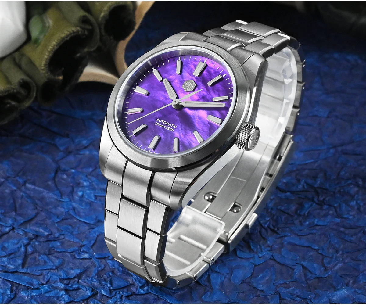 San Martin 39mm MOP Dial Sport Gada Watch Luxury Dress Men's Miyota 90S5 Automatic Mechanical Wristwatch Waterproof 100m SN0144