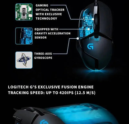 Logitech G402 Wired Gaming Mouse 32-Bit ARM Processor 8 Buttons 500 IPS Anti-Slip for All-Day Gaming and Work Sessions