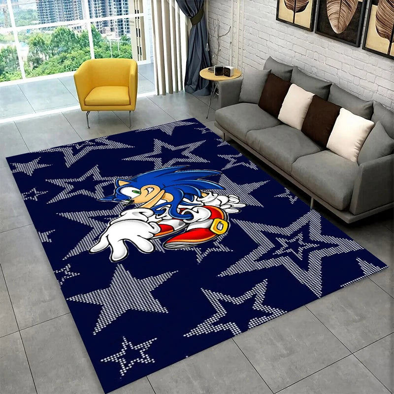 Classic Game S-Sonic Cartoon Non-Slip Area Rug for Living Room,Bedroom,Playroom,Soft Carpet Floor Mat Home Decor Rug Kids Room