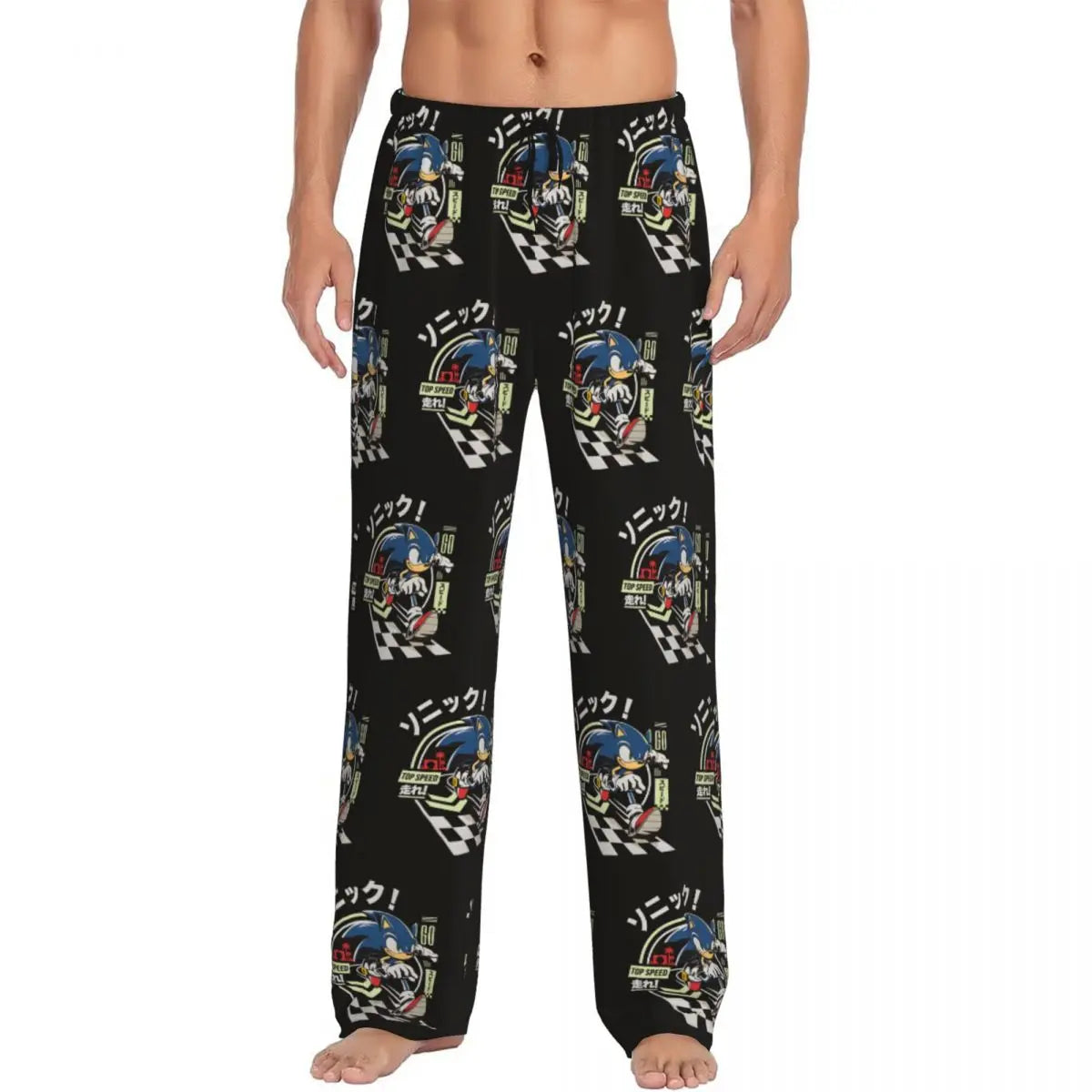 Custom Print Men's Soniced Pajama Pants Hedgehog Game Sleepwear Sleep Lounge Bottoms with Pockets