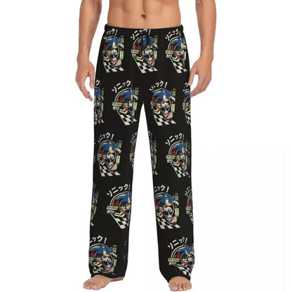 Custom Print Men's Soniced Pajama Pants Hedgehog Game Sleepwear Sleep Lounge Bottoms with Pockets