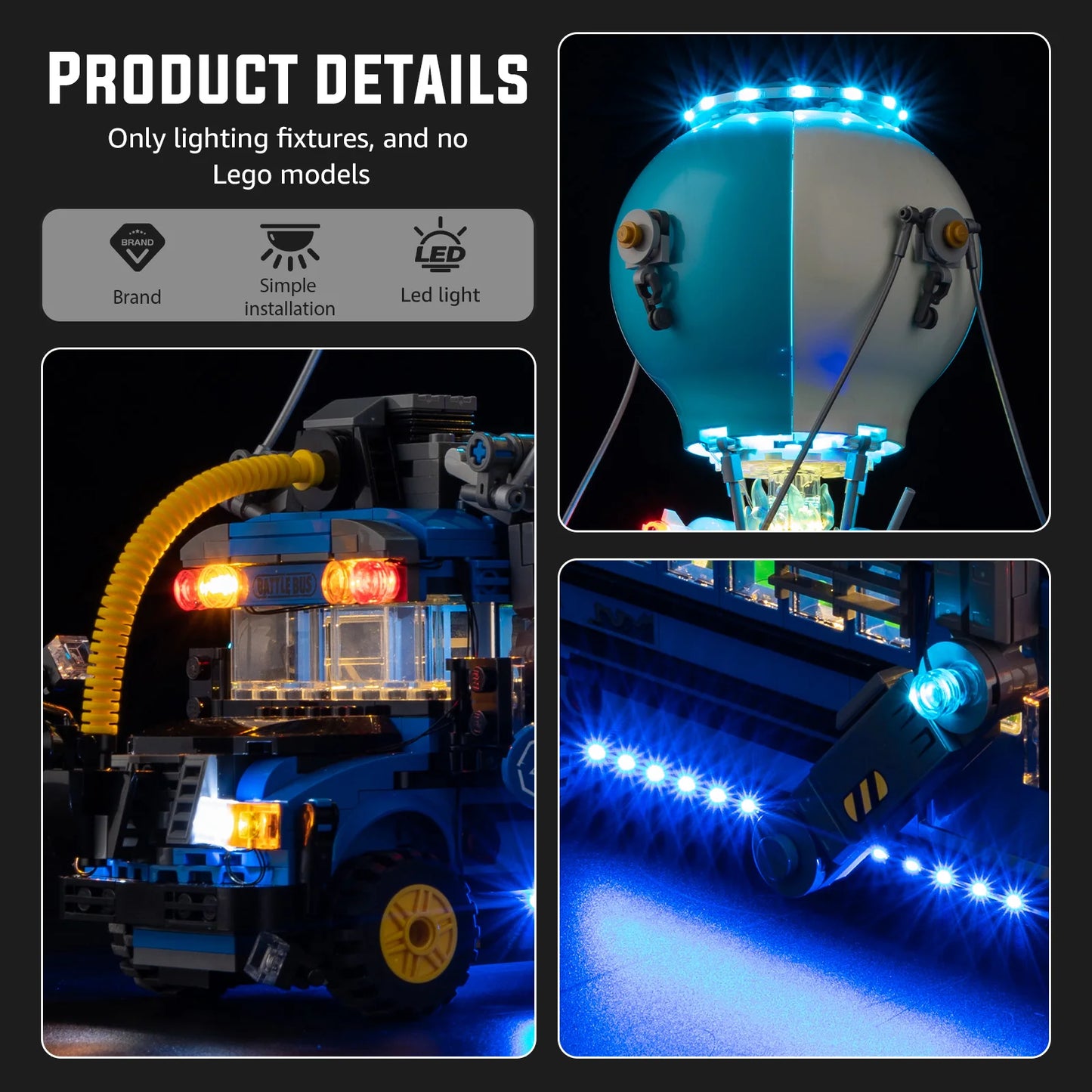 LED-Beleuchtungsset ohne Modell, geeignet für LEGO Fortnite Battle Bus 77073 Bausteine