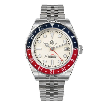 San Martin NH34 40mm GMT Luxury Sports Style Full Luminous Bidirectional Sapphire Bezel Automatic Mechanical Watch 20 Bar SN0005