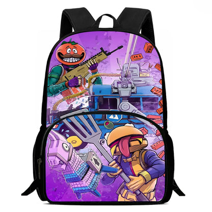 Zaino da scuola per bambini Hot Game con borsa pranzo e astuccio, grande capacità, design F-FortniteS, per ragazzi e ragazze, regalo ideale