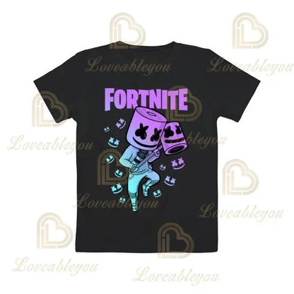 T-shirt cartoon per ragazzi e ragazze Fortnite Battle Royale 3D, 3-14 anni, Victory Royale, top da gioco per bambini e adolescenti