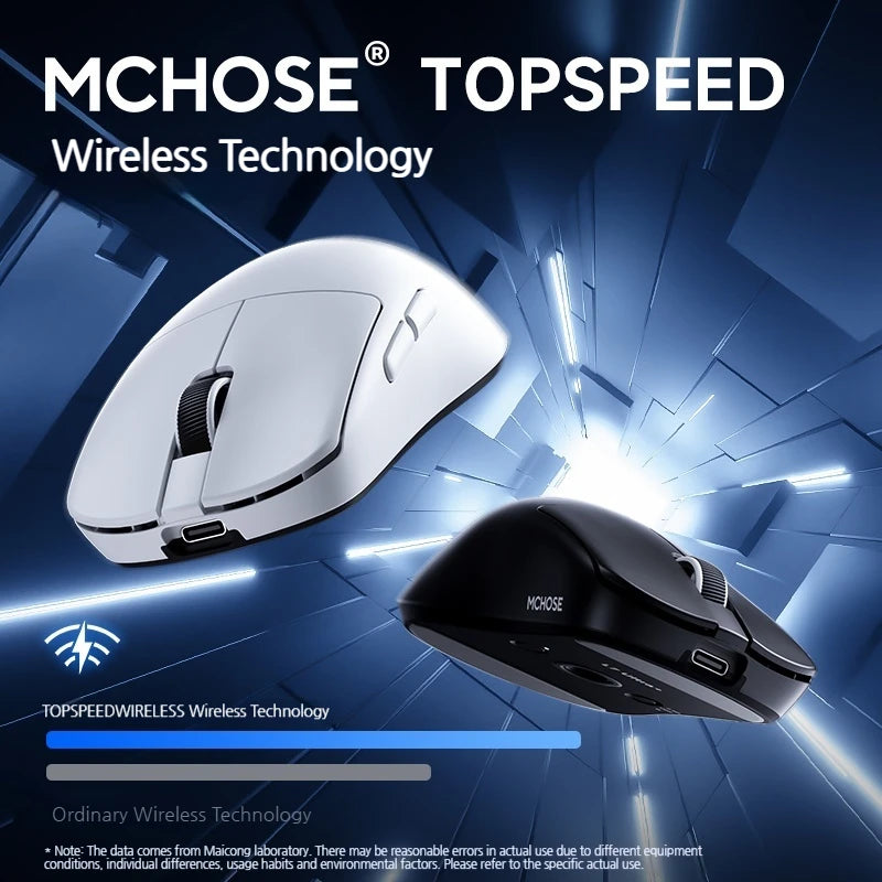 MCHOSE L7 Ultra+ Rato de Mão Médio Grande para Gaming e E-Sports Paw3950 Sem Fios de Três Modos, Leve, para Escritório, Rato de Computador Dual-Drive