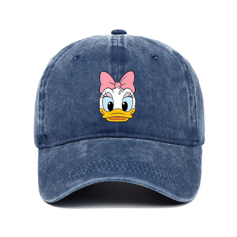 Unisex Vintage Washed Mickey Minnie Print Baseball Cap for Men Women Cartoon Trucker Hat Adjustable Snapback Casual Hip Hop Hat