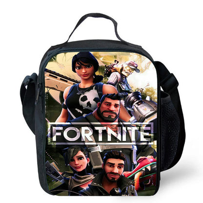 Saco de Almoço Térmico Isolado com Desenho Animado Fofo, Recipiente para Alimentos à Prova de Fugas, Reutilizável, Saco Frigorífico de Almoço Fortnite para Crianças e Estudantes