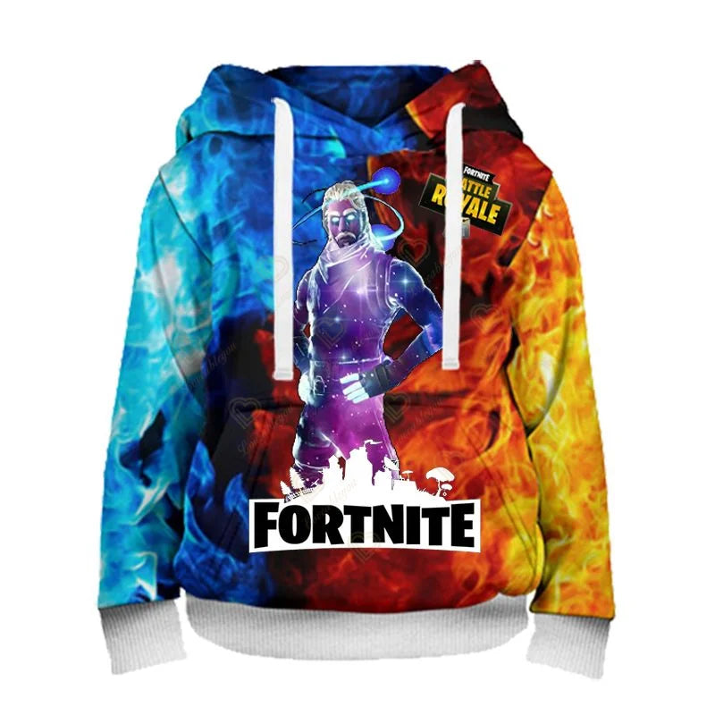 Sweatshirt com capuz Fortnite para homem, estampado 3D, moda Battle Game, para rapazes e raparigas, estilo hip hop, casaco casual masculino