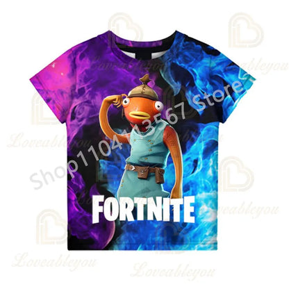 Młodzieżowa koszulka F-Fortnited inspirowana grą battle, dla dorosłych, z krótkim rękawem, letni T-shirt dla nastolatków, chłopców i dziewcząt