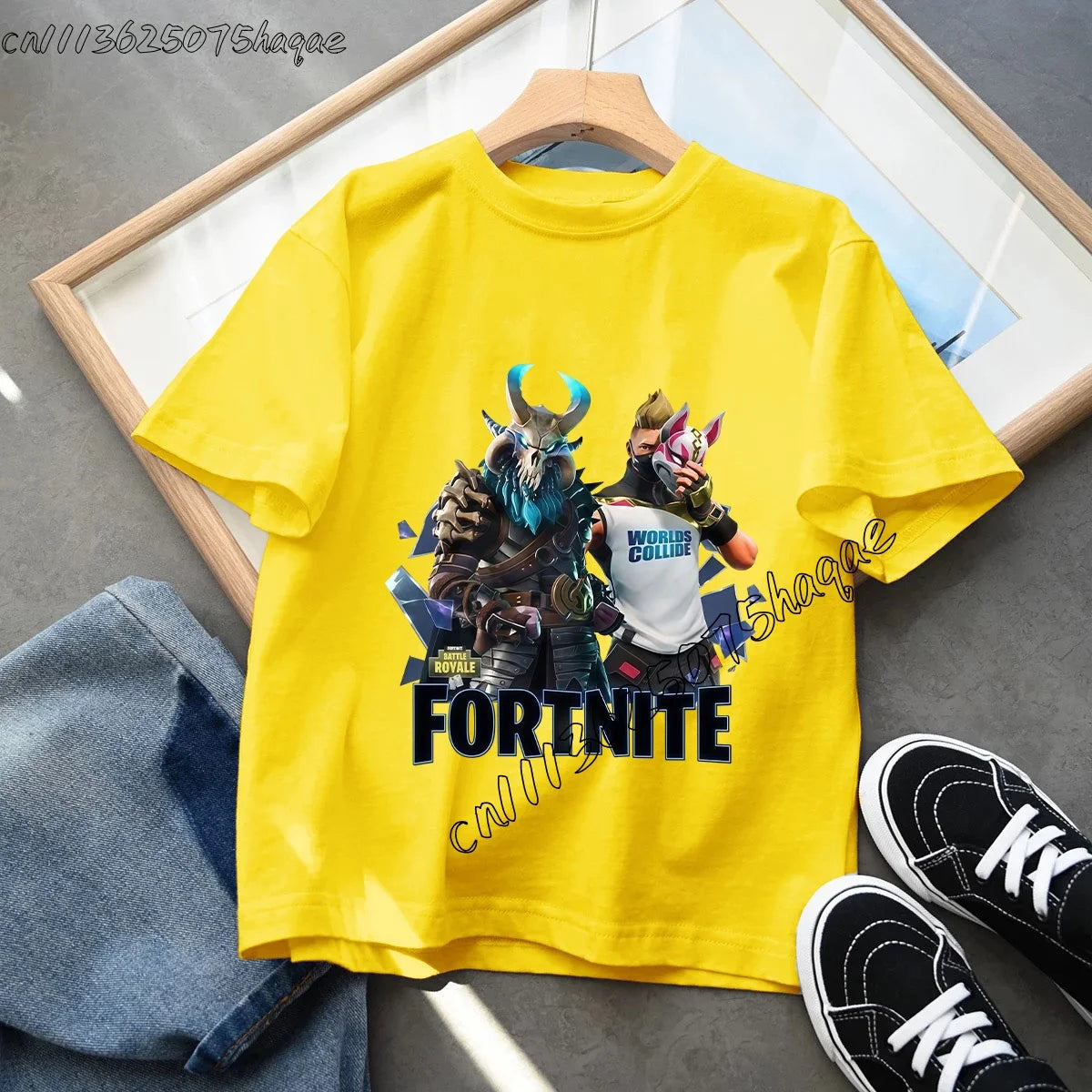 T-shirt infantil de verão Fortnite Bottle Royale — T-shirt de aniversário e festa para menino, manga curta em algodão