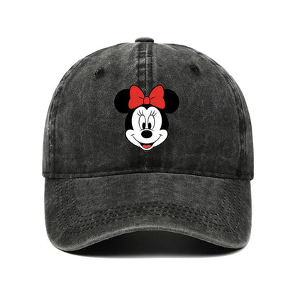 Unisex Vintage Washed Mickey Minnie Print Baseball Cap for Men Women Cartoon Trucker Hat Adjustable Snapback Casual Hip Hop Hat