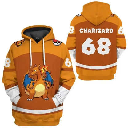 New Pokémon Pikachu Children Printed Top cosplay Hooded Fashion Trendy Casual Long-sleeved Pullover Sweatshirt Birthday Gift