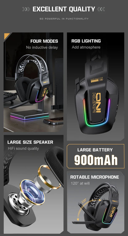 Auriculares gaming inalámbricos ONIKUMA GT828 Bluetooth 5.3 RGB con micrófono, cancelación de ruido y conexión de 4 modos para PC, PS5 y portátil