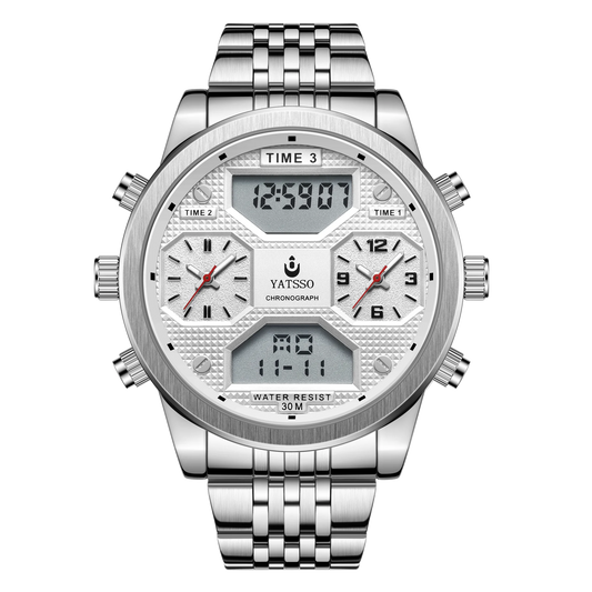 Men's Digital Military Sport Watch 3ATM Waterproof Luminous Steel Strap Quartz Wristwatch Fashion Male Clock Reloj Hombre