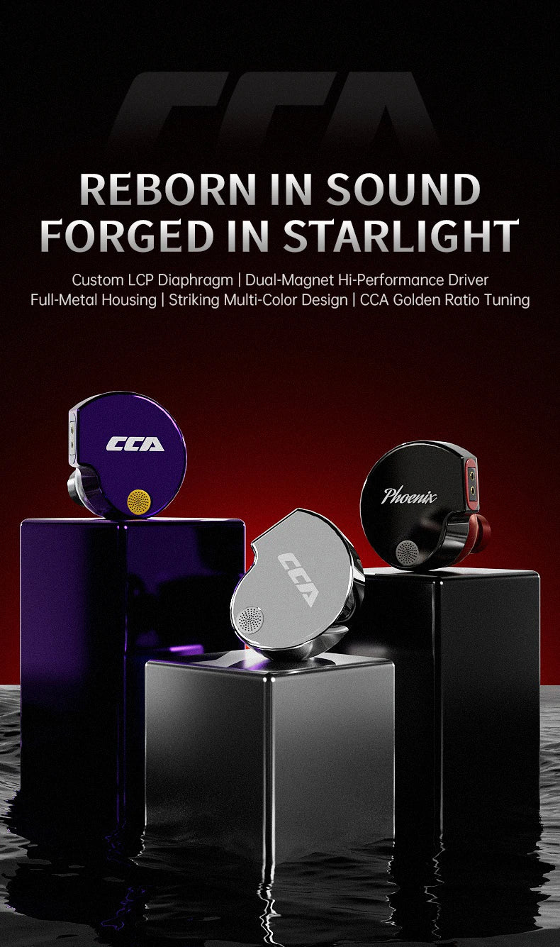 CCA Phoenix Metal Alloy Body 10mm Dual Magnetic Dynamic Coil HIFI Sound Quality In Ear Wired Esports Music Earphones
