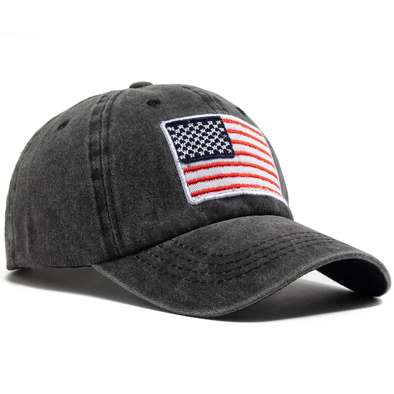 USA Flag Men's Baseball Cap Retro Embroidery Washed Cotton Dad Hats Fashion Women Hip Hop Caps Summer Outdoor Sun Visor Hat