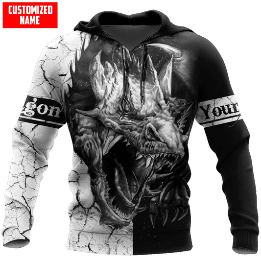 Personalized Dragon Tattoo Black White 3D All Over Printed Fashion Men's Hoodie Unisex zipper Hoodie Casual Tracksuits KJ984