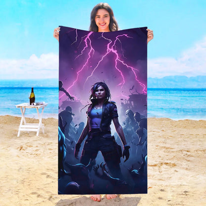 Toalha de Praia Game F-Fortnites em Microfibra para Hotel, Casa de Banho, Sauna, Spa, Praia, Viagem, Piscina, Casa, Banho de Bebé, Ginásio e Duche