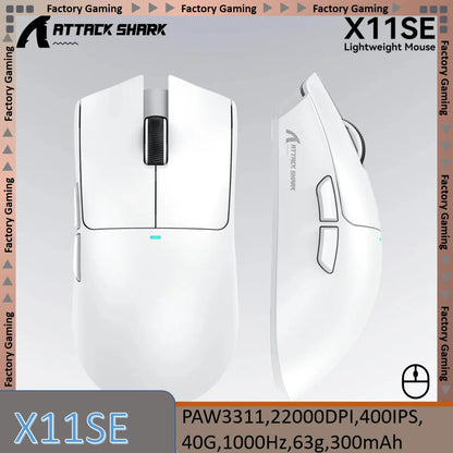 ATTACK SHARK X11SE ultralet trådløs gamingmus, 20Million cyklusser levetid, PAW3311 Gaming, 22KDPI, 400IPS, 40G, 1KHz, 65 timer, 30mAH