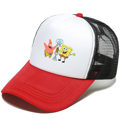 Casquette de baseball SpongeBob mignonne, style anime, ronde, unisexe, pour enfants (garçons et filles) et adultes, sportive, décontractée, pare-soleil, ajustable, inspirée du film d'animation, à visière, en maille