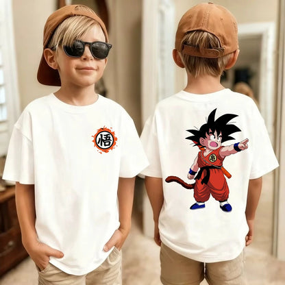 Anime Dragon Ball Cosplay T-Shirt Cotton Short Sleeve Tops Casual Loose Retro T-Shirt Men Women Family Matching Summer Outfits