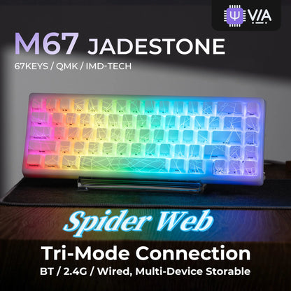 XVX Spider Web Keyboard M67 JadeStone mit IMD-Tech-Tastenkappen, Tri-Mode-Verbindung, individueller RGB-Hintergrundbeleuchtung, Tastatur 60%