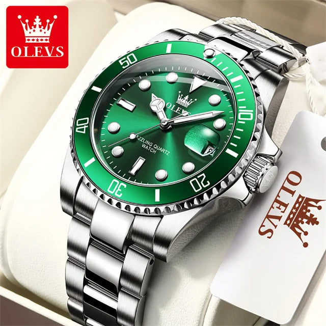 OLEVS Top Original Quartz Watch for Men Diving Series Stainles Steel Waterproof Man Watch Fashion Luxury Brand Men's Wristwatch