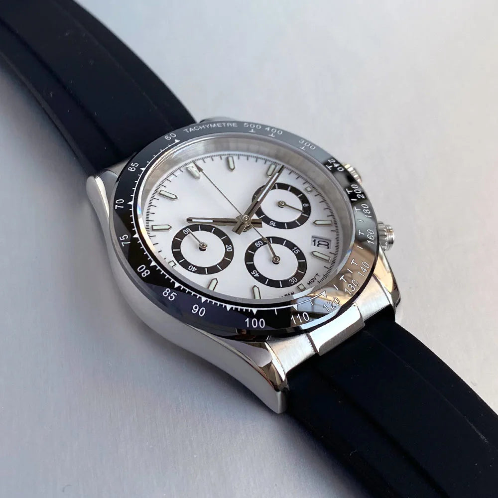 Reloj de lujo para hombre VK63 con movimiento de cuarzo, cronógrafo de negocios, 39mm, acero/oro rosa, fecha, esfera luminosa y cronógrafo completo