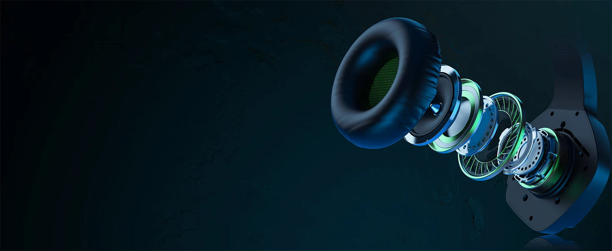 Casque de jeu sans fil double BINNUNE avec micro pour PC PS4 PS5, casque de jeu Bluetooth pour ordinateur portable, écouteurs de jeu