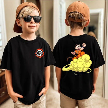 Anime Dragon Ball Cosplay T-Shirt Cotton Short Sleeve Tops Casual Loose Retro T-Shirt Men Women Family Matching Summer Outfits