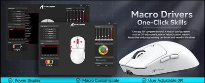 ATTACK SHARK X3 leichte kabellose Gaming-Maus, 49g Tri-Mode, PAW3395 26K DPI Sensor, 200h Akkulaufzeit, 5 programmierbare Tasten