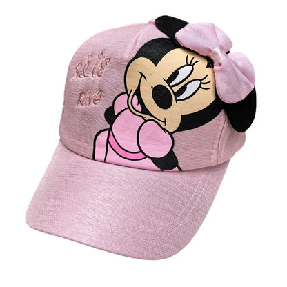 Casquette de baseball Disney Minnie Mickey Anime en coton et polyester, avec personnage de dessin animé, visière, pour déguisement, cadeau d'anniversaire pour enfants