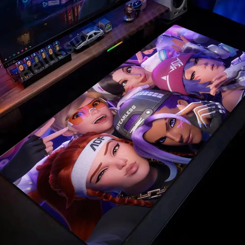 Tapete de Rato Gaming Grande Overwatch para PC, Tapete de Secretária Kawaii Rosa Fofo para Teclado e Portátil, Acessório Gaming HD