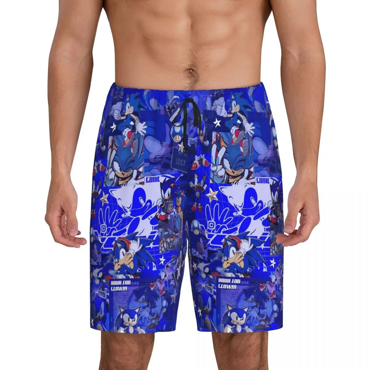 Custom Shadow The Hedgehog Sonic Poster Short Pajama Pants Men Sleepwear Sleep Lounge Bottom Shorts Sleeping Pants