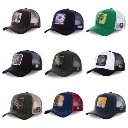 Czapka z motywem Dragon Ball Son Goku – letnia czapka podróżna z daszkiem, męska czapka z haftem w stylu hip-hopowym, z daszkiem przeciwsłonecznym, regulowana czapka typu trucker z siateczką