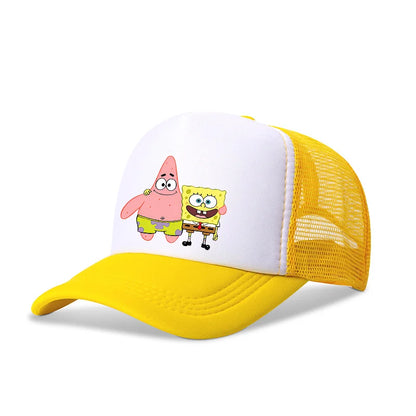 Casquette de baseball SpongeBob mignonne, style anime, ronde, unisexe, pour enfants (garçons et filles) et adultes, sportive, décontractée, pare-soleil, ajustable, inspirée du film d'animation, à visière, en maille