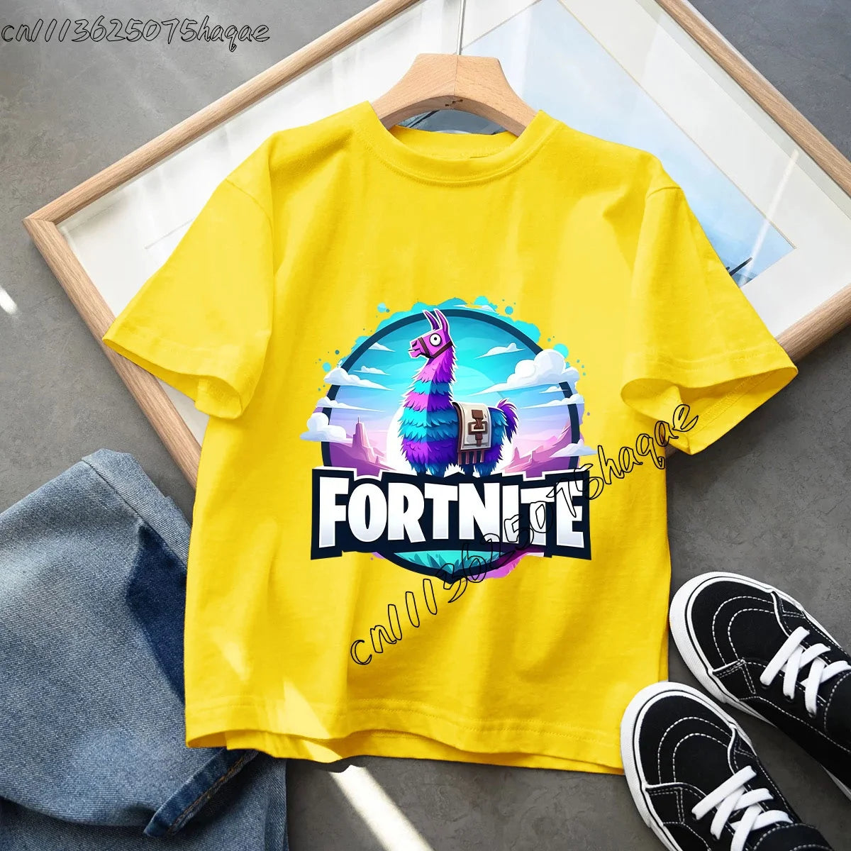 T-shirt infantil de verão Fortnite Bottle Royale — T-shirt de aniversário e festa para menino, manga curta em algodão